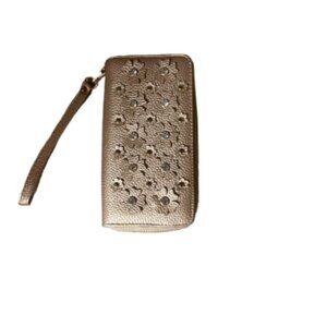 Gold with sparkles Sag harbor wrist purse, Faux leather